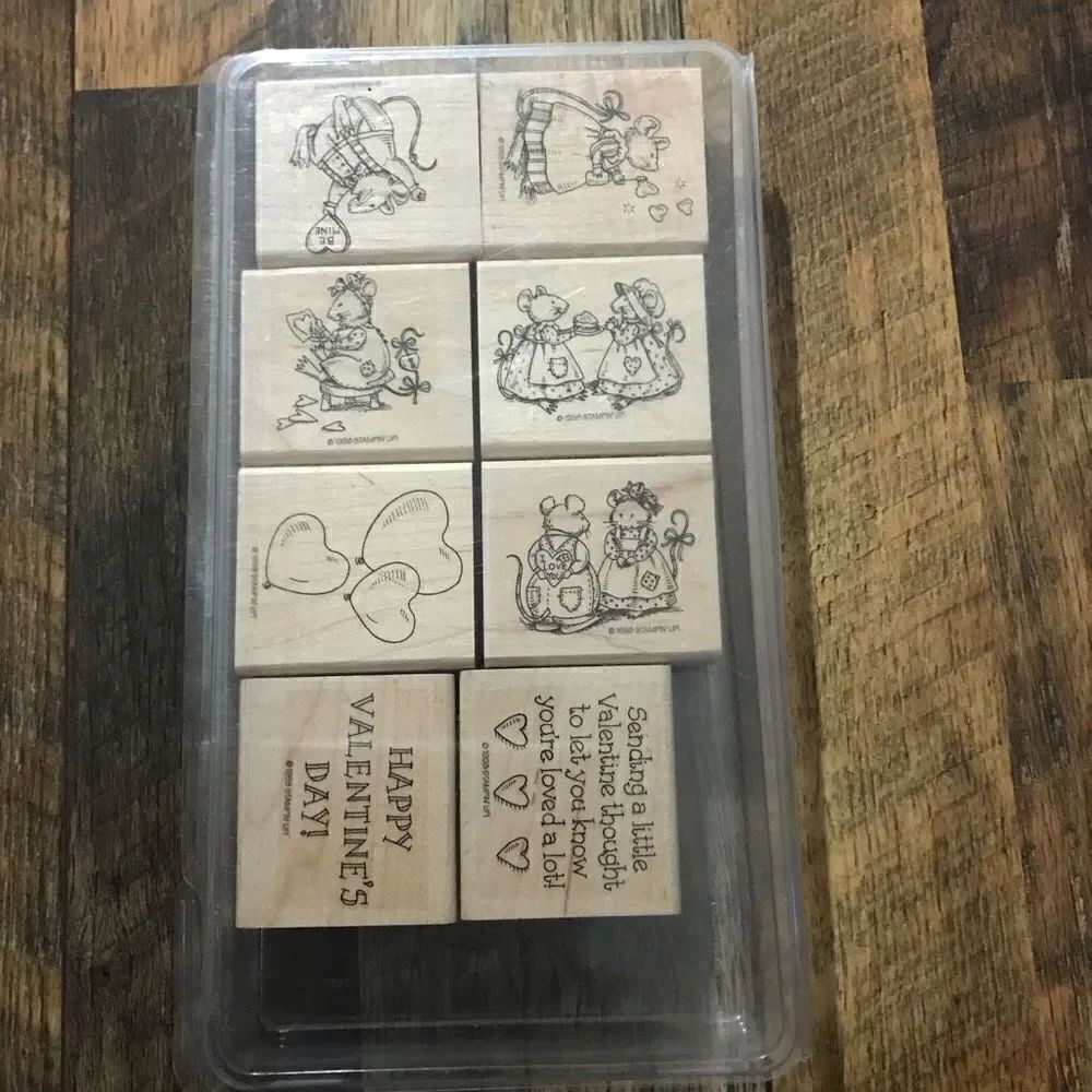 Stampin up NiceMice Valentines rubber stamps set of 8 1998 vintage